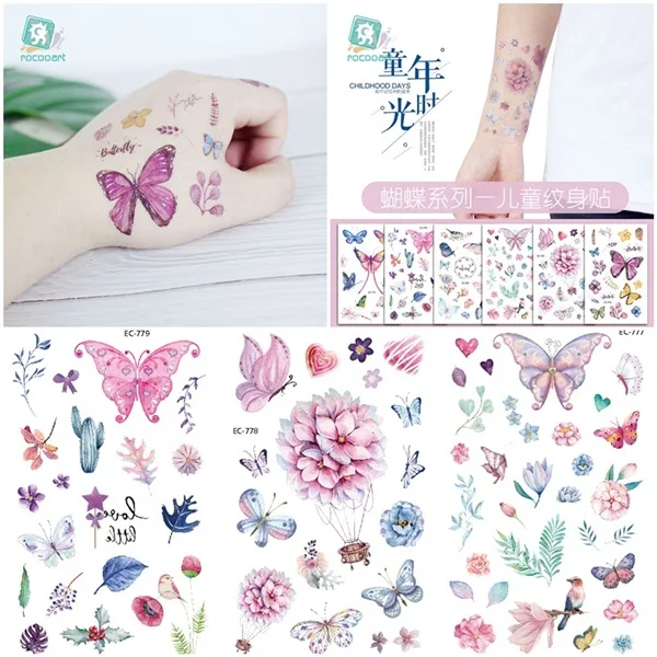 Flower3 3 шт Русалка Единорог Flor временная татуировка наклейки для детей Дети женщина цветок татуировки наклейки лицо Татуировка Стик decora макияж - Цвет: Flower3