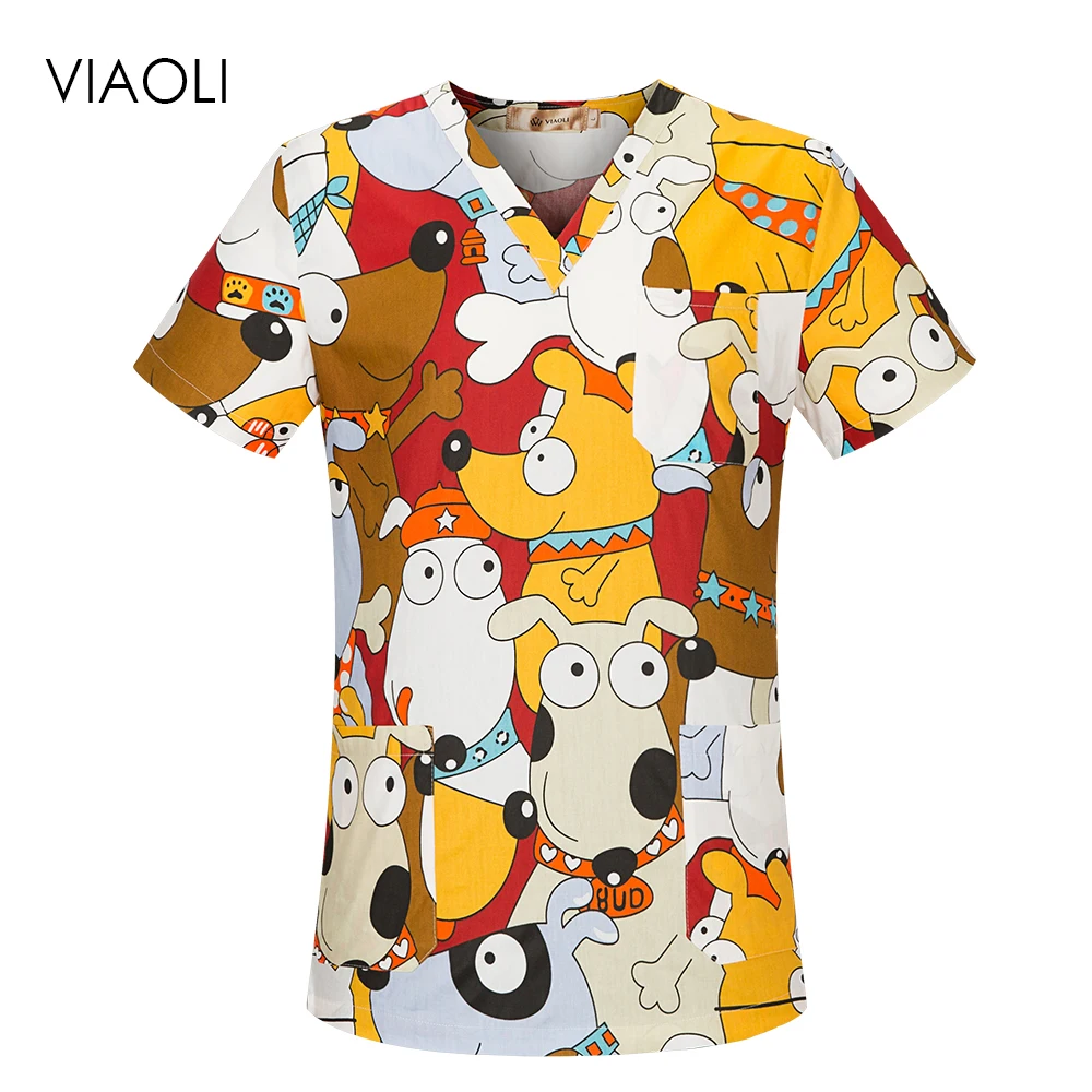 VIAOLI spa uniform hospital medical scrub clothes set dental clinic and beauty salon nurse uniform Fashion Slim Fit surgical top