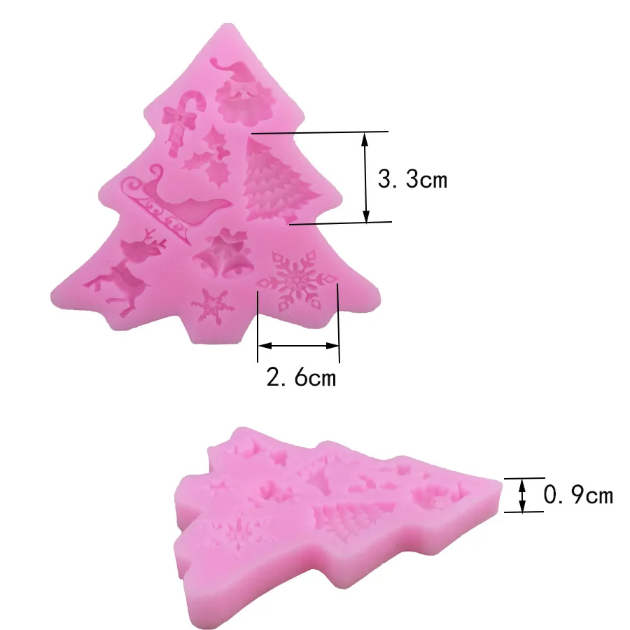 2PCS Christmas Tree &amp Little Deer Snowflakes Bells Type Candy Fondant Cake Molds For The Kitchen Baking mould | Дом и сад