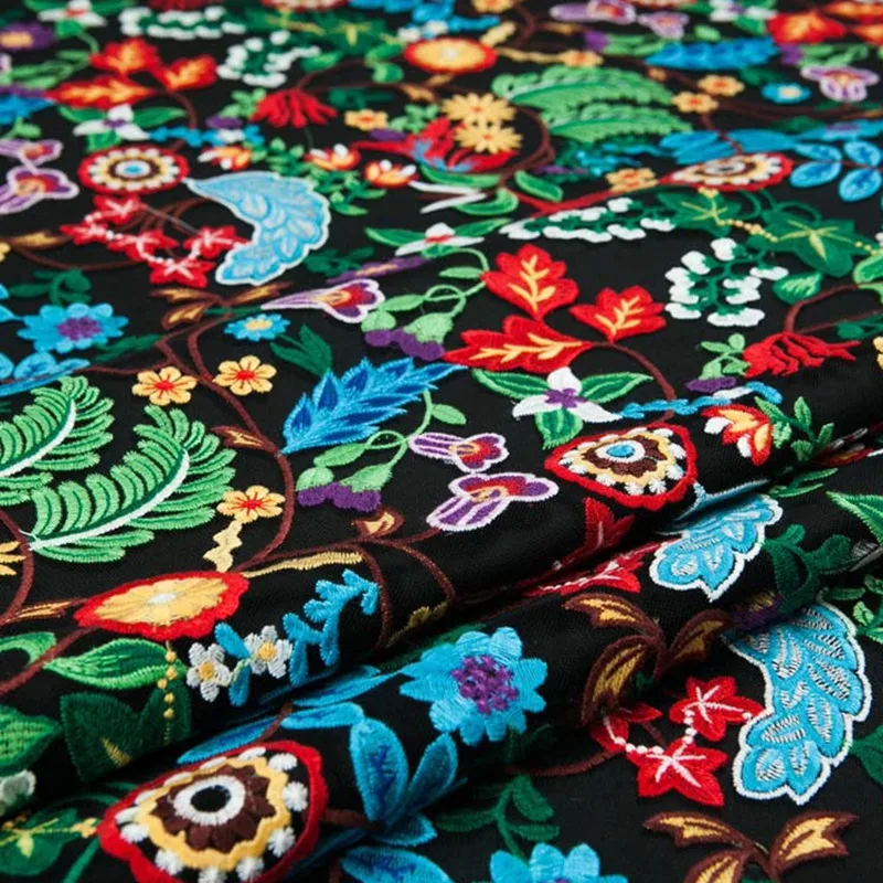 1 ярд модная черная сетчатая ткань от кутюр сексуальная вышивка цветная