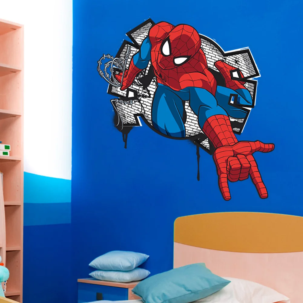3d мультфильм Человек-паук креативные наклейки на стену печатных супергерой Человек-паук ПВХ настенное украшение для детской комнаты Спальня Home Decor