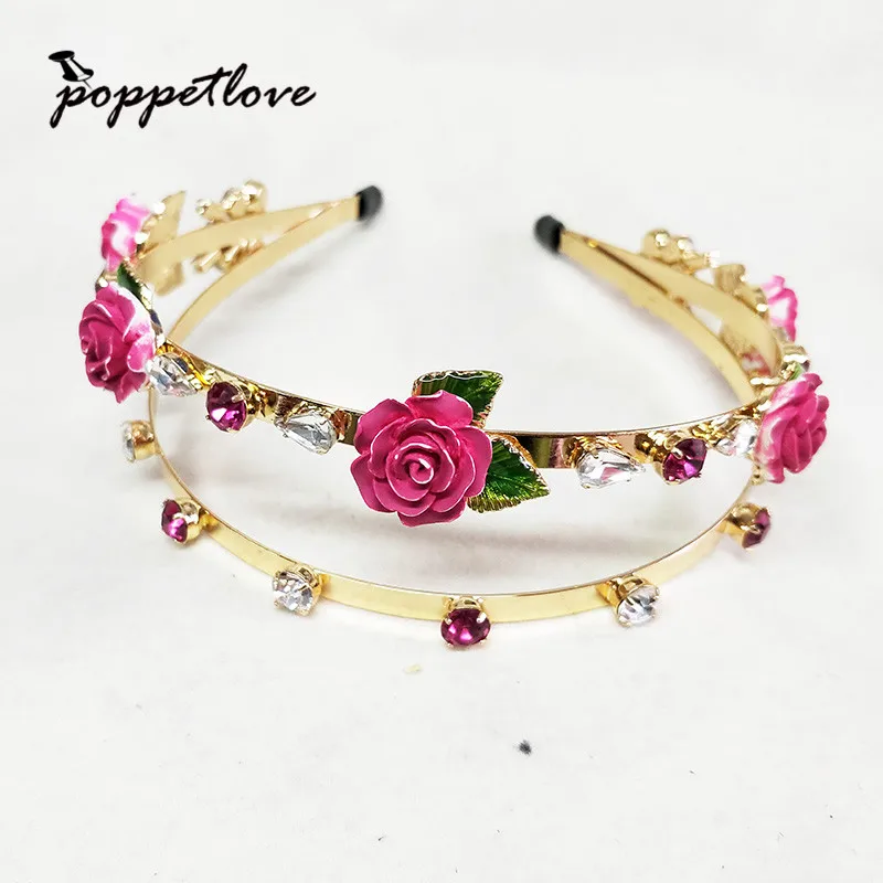 

Luxury Double layer Gold Pearl Rhinestone Hairbands Crown Crystal Bridal Head band Wedding Hair Piece Accessories Jewelry Tiara