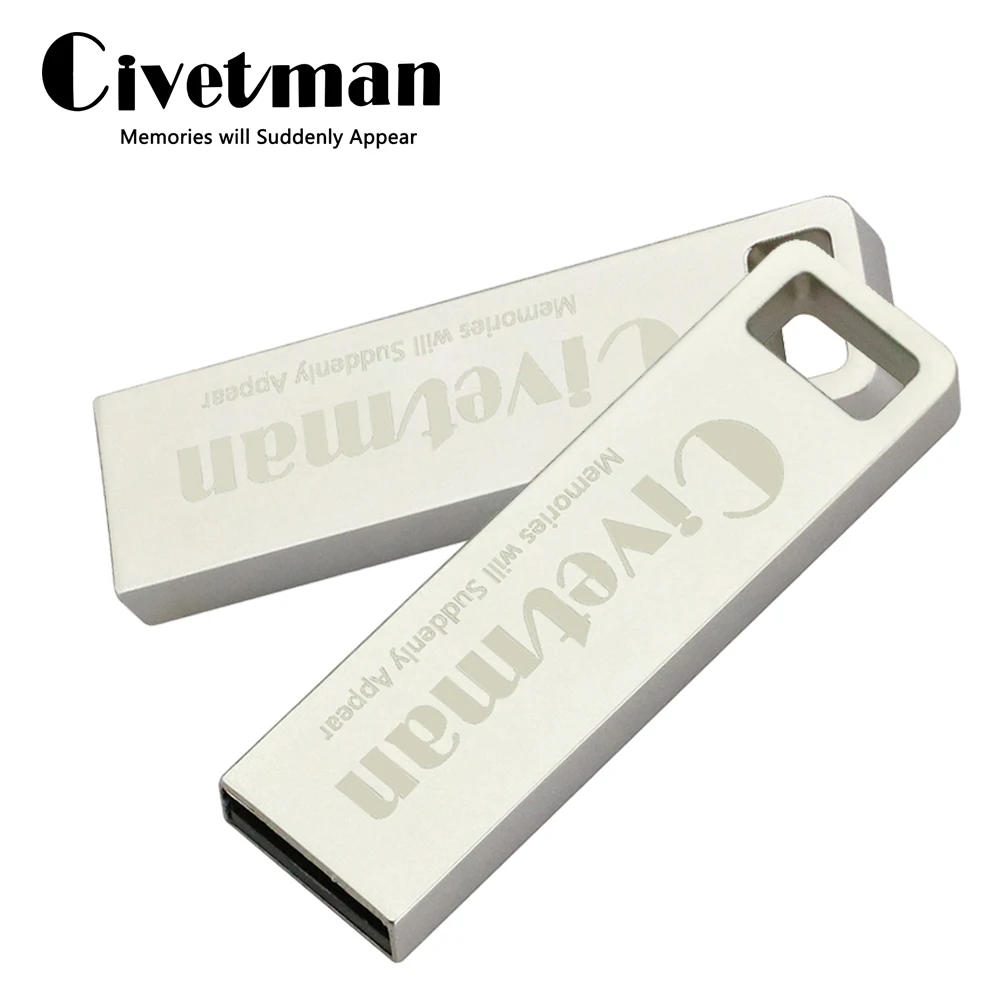 Водонепроницаемый USB флеш накопитель Civetman металлический серебристый флэш