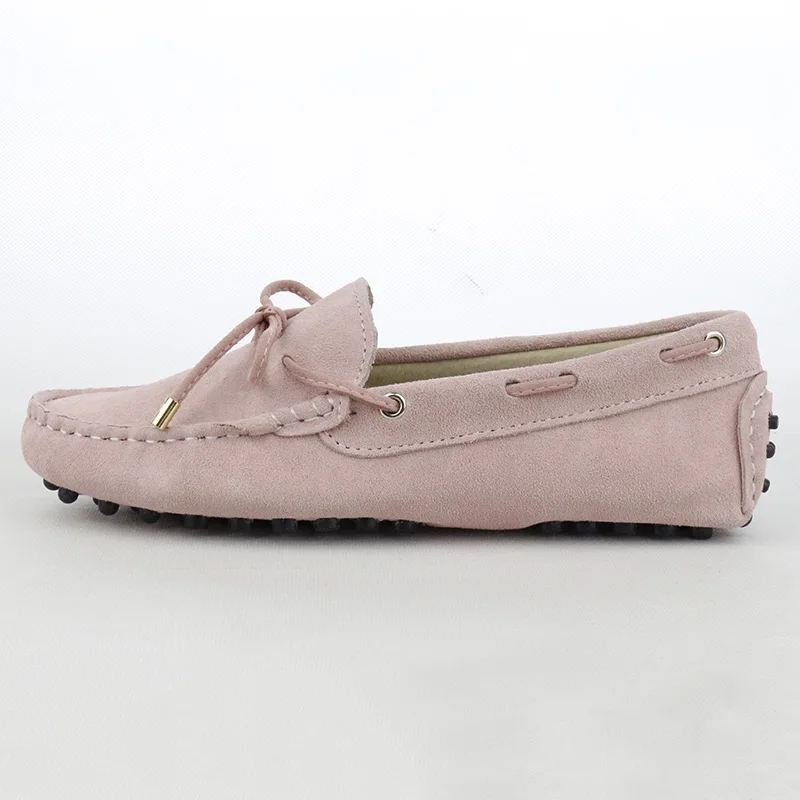 Pink Модная женская обувь на плоской подошве из натуральной кожи; сезон весна-лето; повседневные Лоферы ручной работы на плоской подошве; женская обувь для вождения; Мягкие Мокасины - Цвет: Pink
