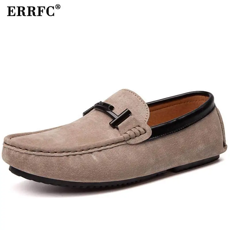 

ERRFC Luxury Men Khaki Loafer Shoes Fashion Round Toe Slip On Faux Suede Moccasin Shoes Man Grey Trending Leisure Boat Zapatos