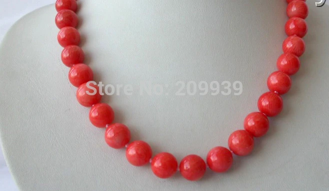 

huij 004125 Amazing WOW big 11MM ROUND natural pink CORAL BEADS necklace 14K clasp