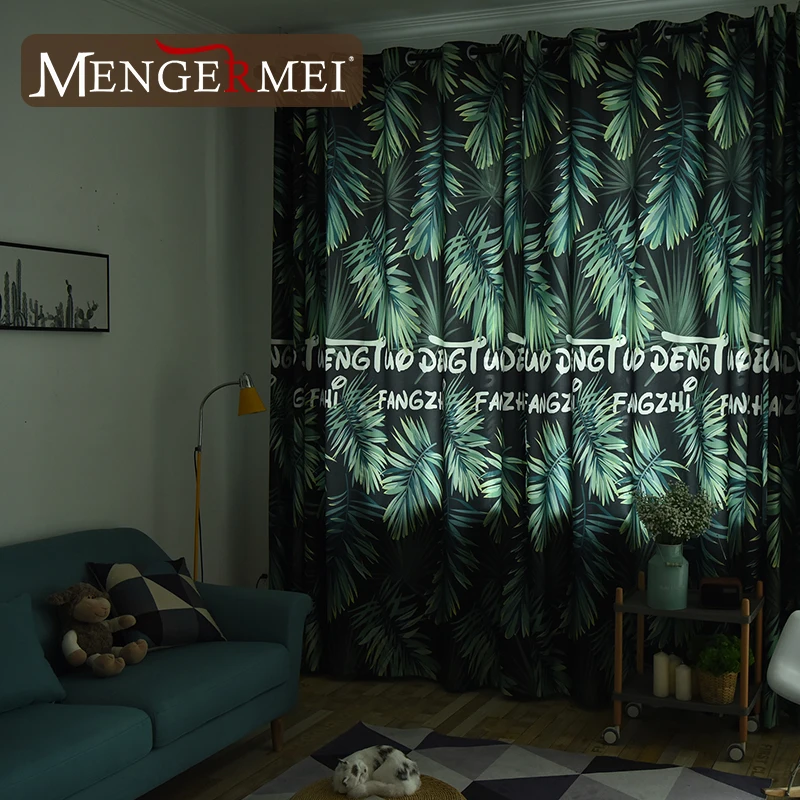 MENGERMEI зеленые шторы с листьями для гостиной столовой кухни окна тюль затемненные