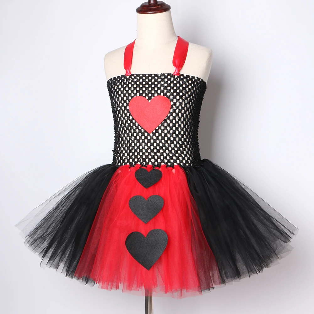 Платье-пачка для девочек Queen of Hearts черное красное фатиновое карнавала вечерние на