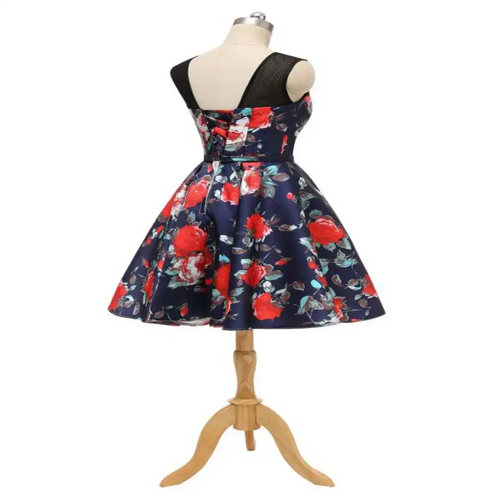 Новинка коктейльный костюм трапециевидной формы с принтом красной розы платье