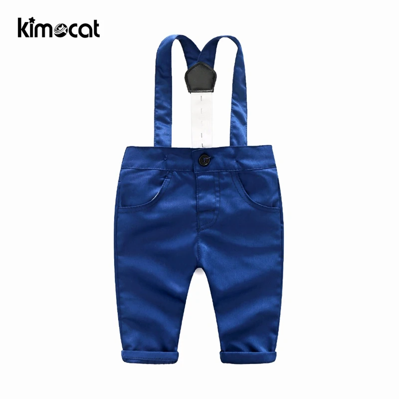 Kimocat одежда для маленьких мальчиков 2 шт. рубашка + штаны однотонный комбинезон