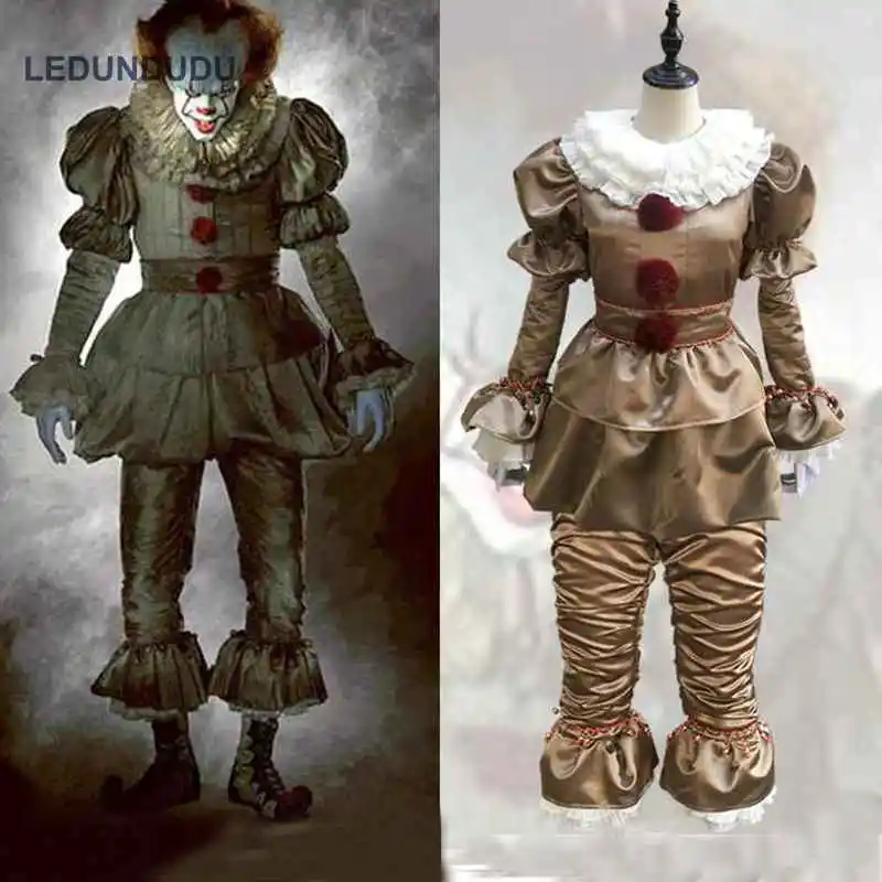 

Movie Stephen King's It Pennywise Full set Adult Men Women Clown Suit Fancy Halloween Masquerade Party Joker Cosplay Costumes