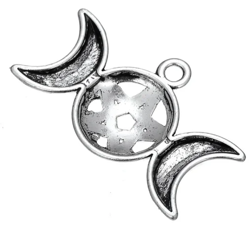 

50pcs Moon Hexagram Charms Antique silver pendants Handmade earring bracelet necklace Jewelry Making DIY accessories Components