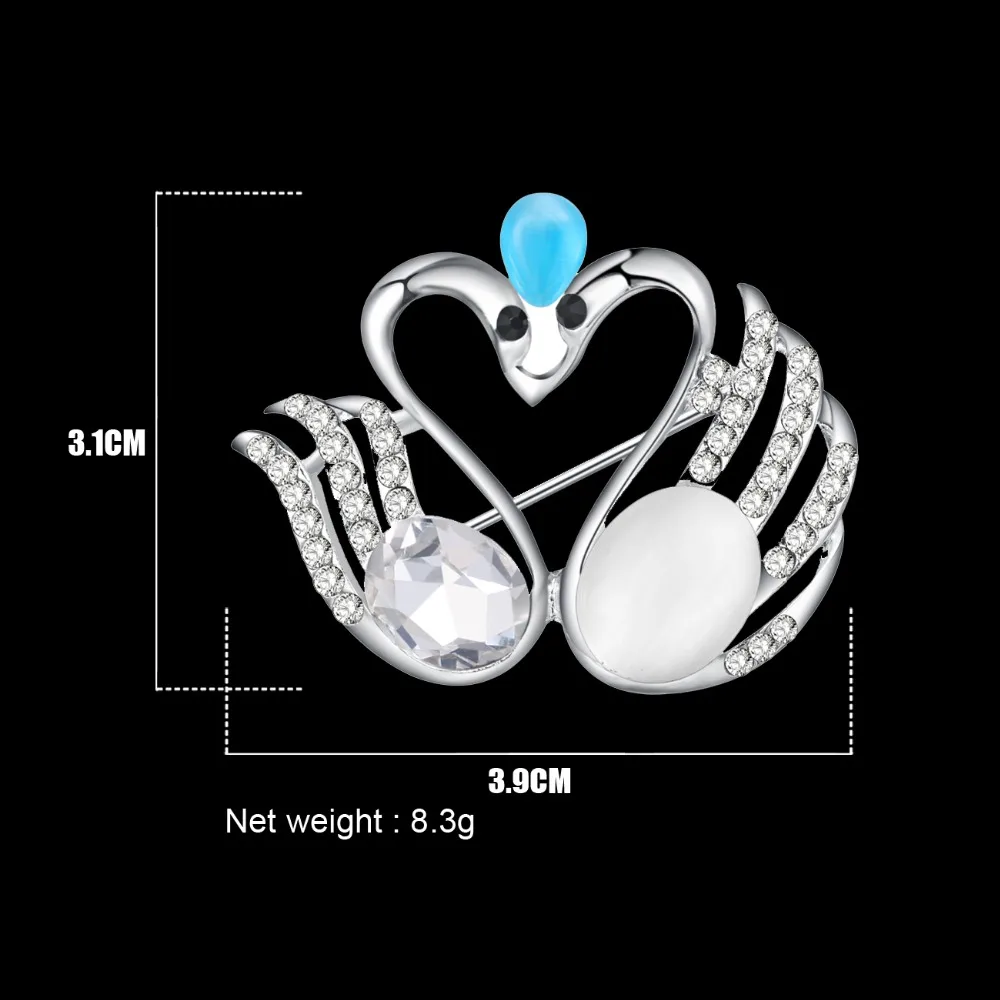 WEVENI Rhinestone Swans Brooch For Women Crystal Brooches Pin Collar Scarf Decoration New Fashion Animal Jewelry Accessories | Украшения и