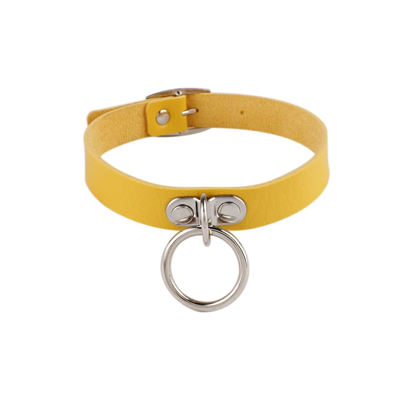 yellow Meajoe модный сексуальный панковский Готический кожаный Шипованный Очаровательное ожерелье круглый воротник ожерелье s женский ювелирный подарок - Окраска металла: yellow