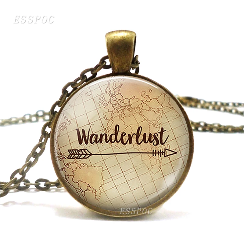 Ожерелье Wanderlust кулон ювелирные изделия Ретро стиль стеклянный подарок для