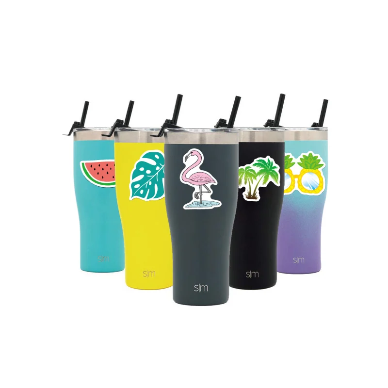 5PCS Cute Cartoon Vinyl Laptop and Water Bottle Decal Sticker Flamingo Pineapple Glasses Turtle Waterproof PVC For Teens | Компьютеры и