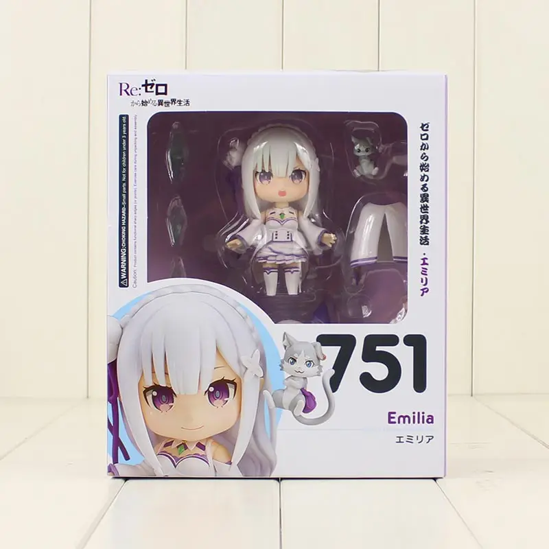 with box 10cm 10 см аниме Re: жизнь в другом мире от Zero Emilia фигурка Nendoroid 751 Q версия ПВХ фигурка Коллекция Модель игрушки - Цвет: with box 10cm