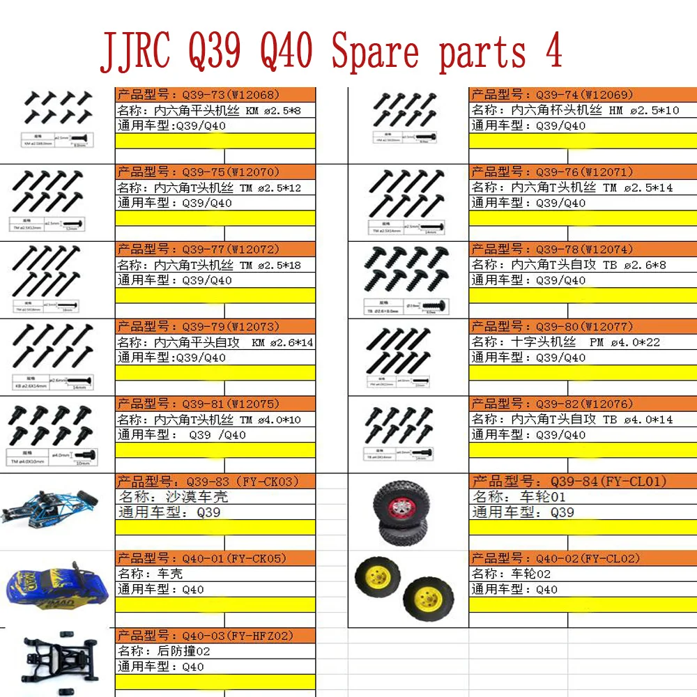 

JJRC Q39 Q40 реальная яркость Φ 1/12 запасные части для автомобиля с дистанционным управлением винт для бампера FY-01 set4