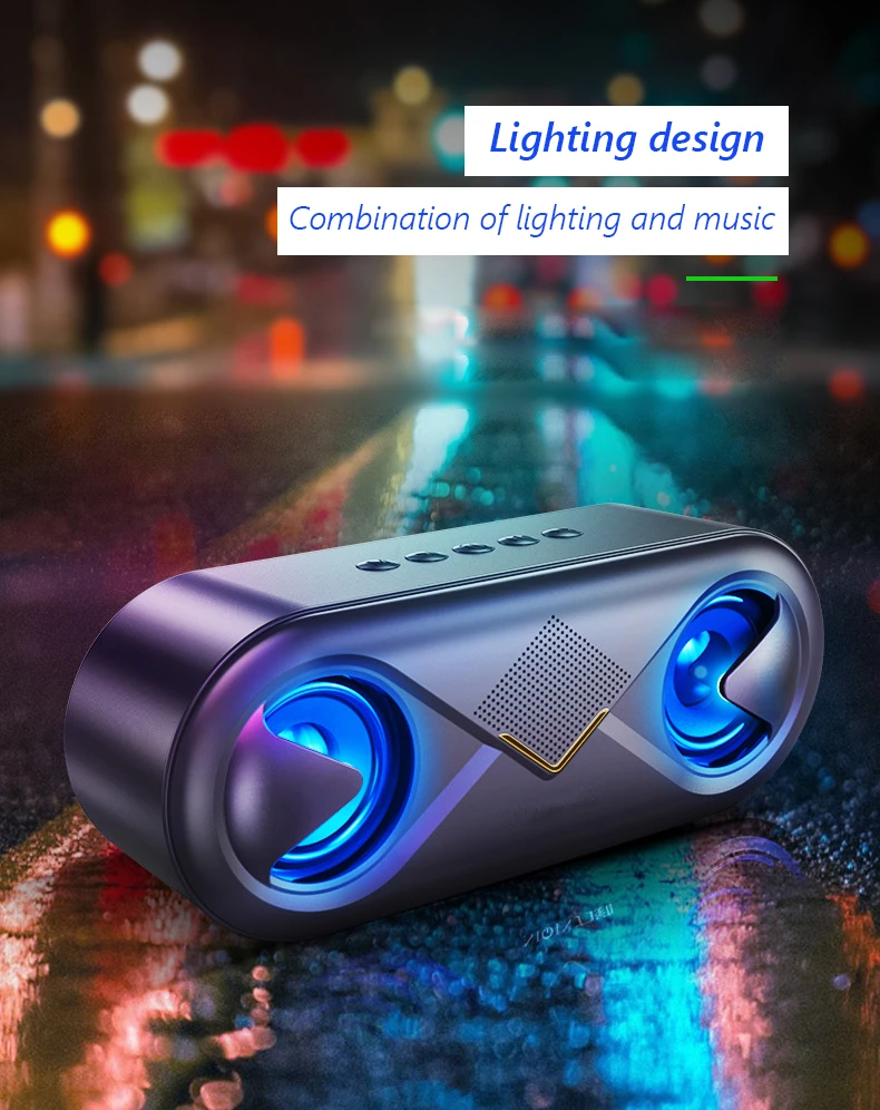 Беспроводной Bluetooth 5 0 динамик LED Портативный бум коробка открытый бас Колонка
