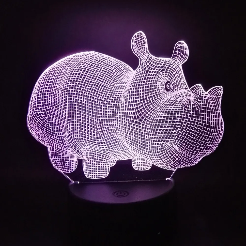 3D свинка дикая кабана животное Иллюзия ночник 7 цветов меняющий стол спальня детская для малышей прикроватная лампа настроение освещение подарки