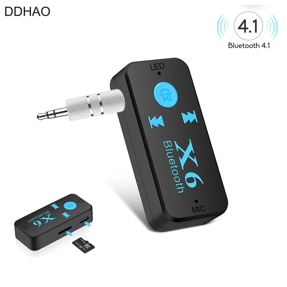 Автомобиль Беспроводной Handsfree 4 1 + EDR Bluetooth Music Receiver Поддержка TF карты