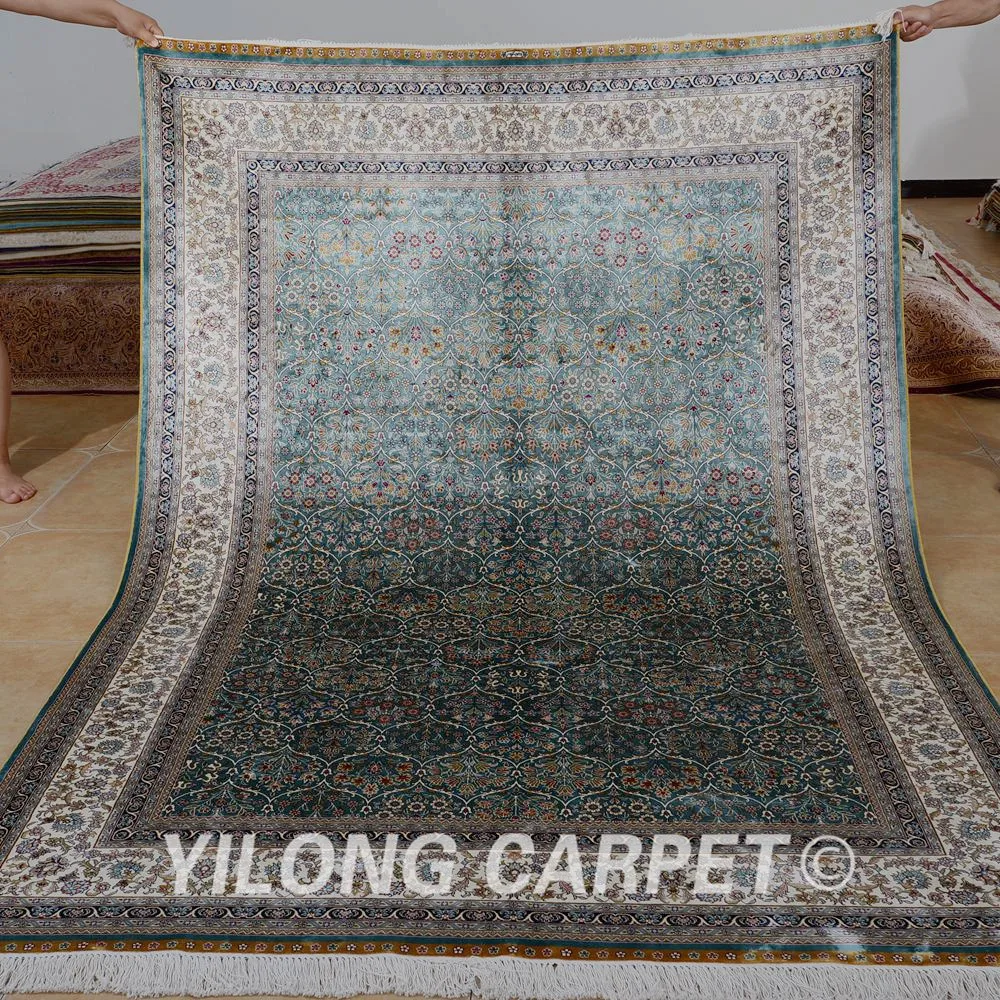 

Yilong 5,5 'x 8' персидский ковер прямоугольник vantage синий ручной работы Кум ковры (0790)