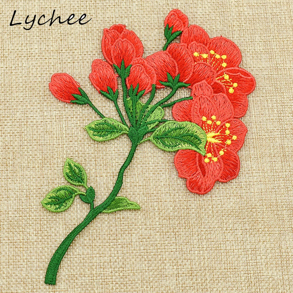 Lychee винтажная вышитая нашивка в виде пиона сделай сам для рукоделия женщин шитья