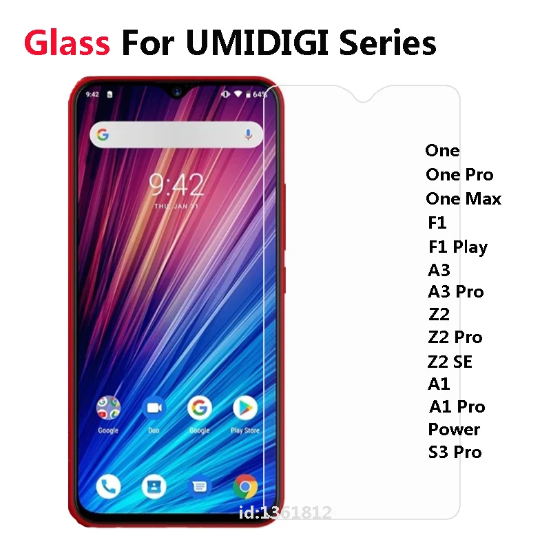 Закаленное стекло для Umidigi Power One Max защита экрана телефона Pro F1 A1 A3 Z2 S3 SE Play защитная