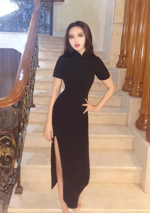 Mr. nut порт ветер ретро тонкий китайский cheongsam Длинное Элегантное повседневное с