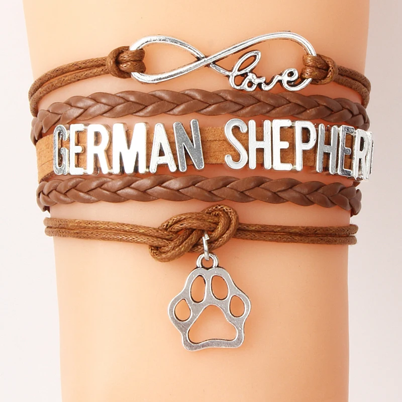 Infinity Love Pet браслеты Собака амулет лапа немецкий браслет пастуха и плетеный ручной