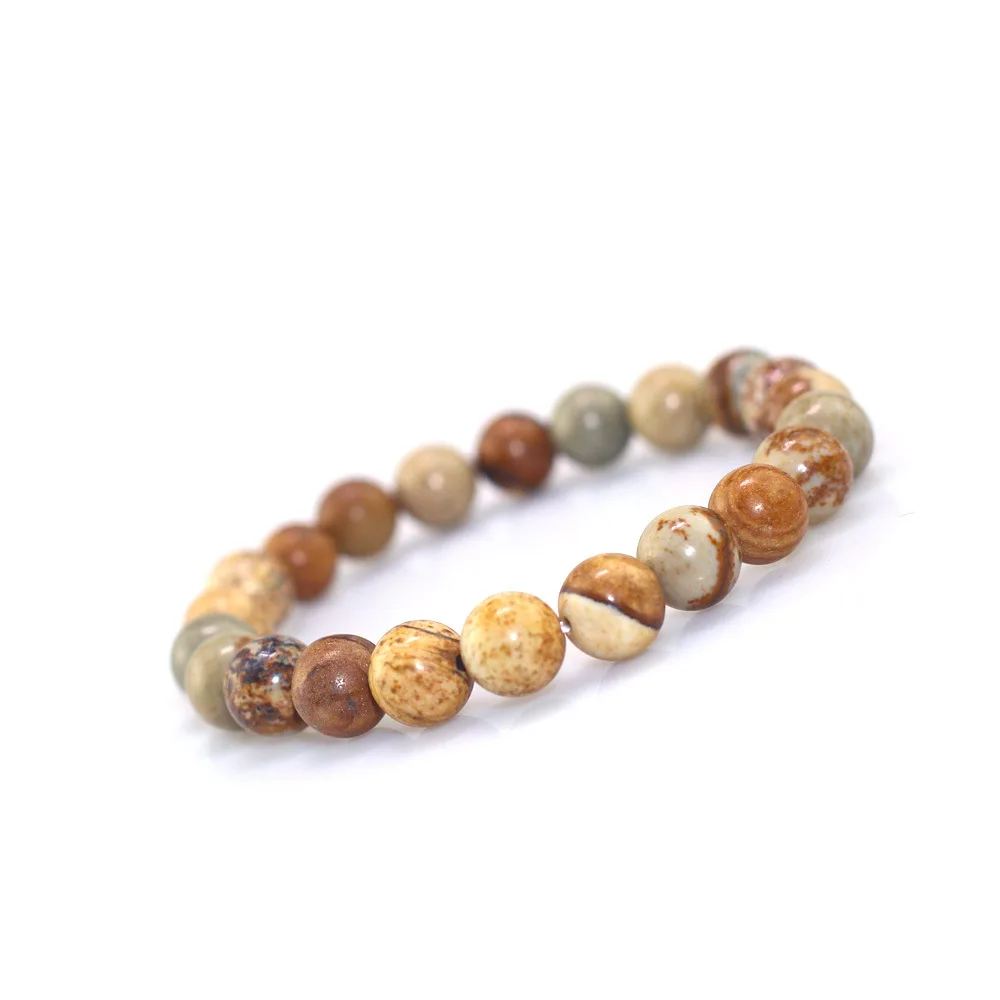 8MM Picture Jasper Stone Couple Beaded Bracelet Single Circle Unisex Natural for Women | Украшения и аксессуары
