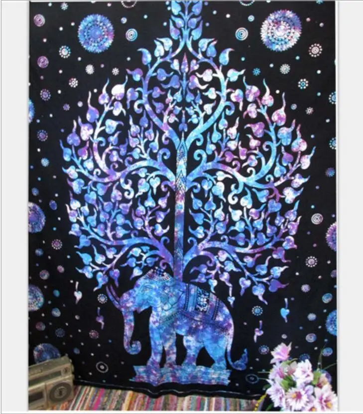 blue tree elephant CAMMITEVER 3 размера Бохо настенный ковер гостиная гобелены из слоновой кости Aubusson декор с принтом в стиле религиозного направления, МАНДАЛА ГОБЕЛЕН - Цвет: blue tree elephant