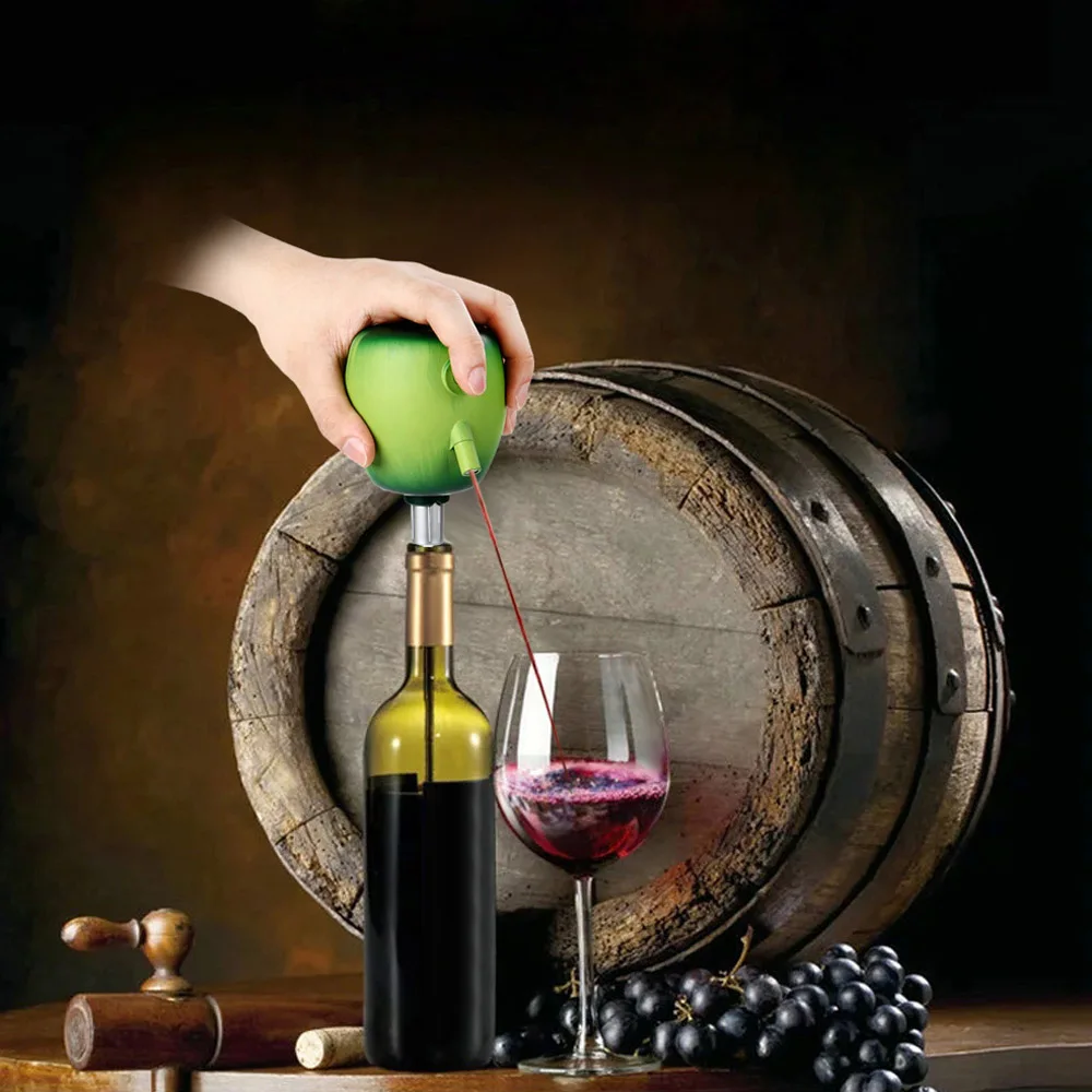 Green Электрический Графин для вина аэратор для вина Pourer сидр декантерный насос Еда Класс Нержавеющая сталь Sucker вина Pour аксессуары - Цвет: Green