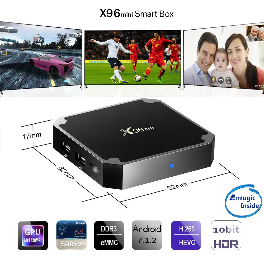 X96 Мини Android ТВ коробка Smart Digital Media Player S905W 1/2 ГБ Оперативная память 8/16 Встроенная