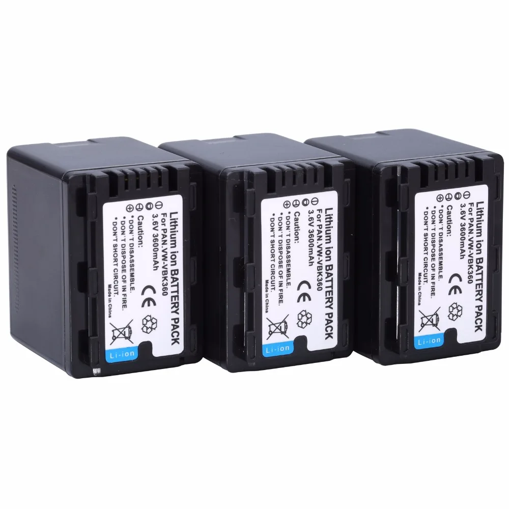 5 шт. VW-VBK360 VBK360 Перезаряжаемые батареи для цифрового фотоаппарата Panasonic HDC-SD40 HDC-SD60