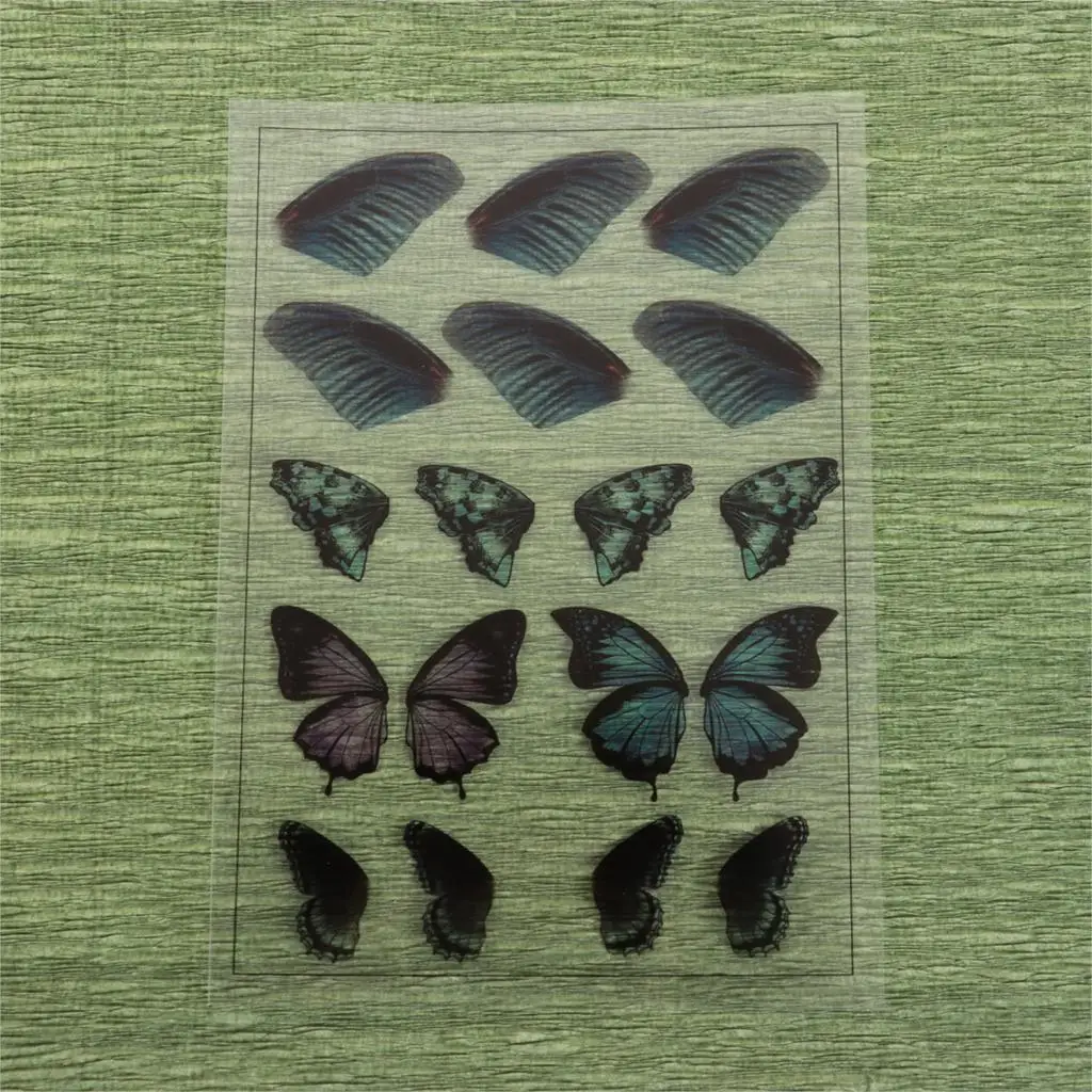 Doreen коробка из смолы и ПВХ DIY Scrapbook Deco Наклейки для смолы ремесло крыло Многоцветный 15 см(5 7/") x 10,5 см(4 1/8"), 2 листа