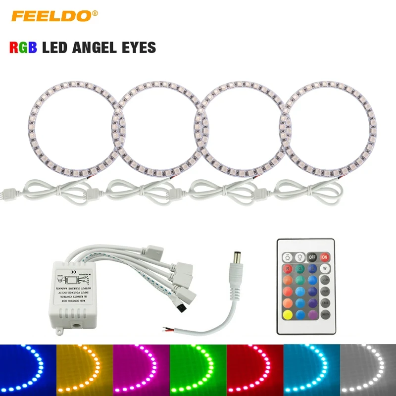 FEELDO 1 комплект Автомобильный светодиодный RGB ангельские глазки гало кольцевой