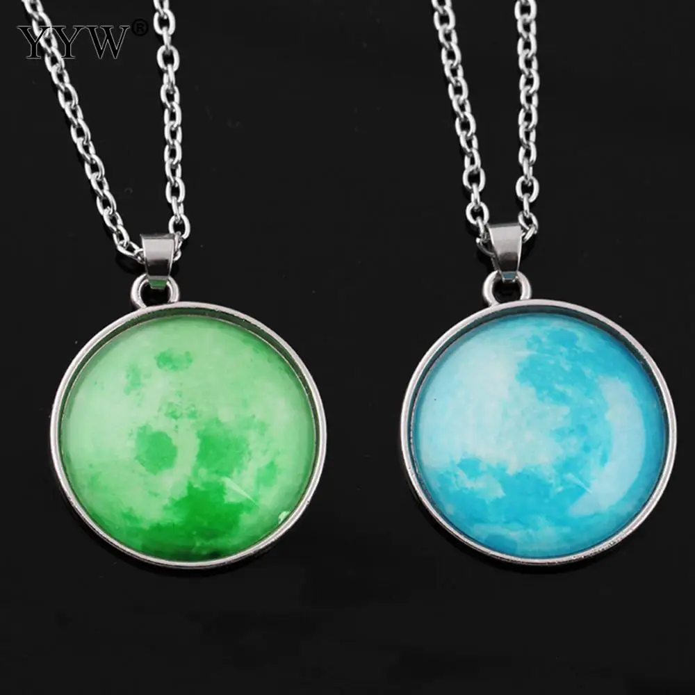 Glass Dome Lunar Eclipse Necklace Luminous Jewelry Full Moon Pendant Glow In The Dark Women Men Gift | Украшения и аксессуары