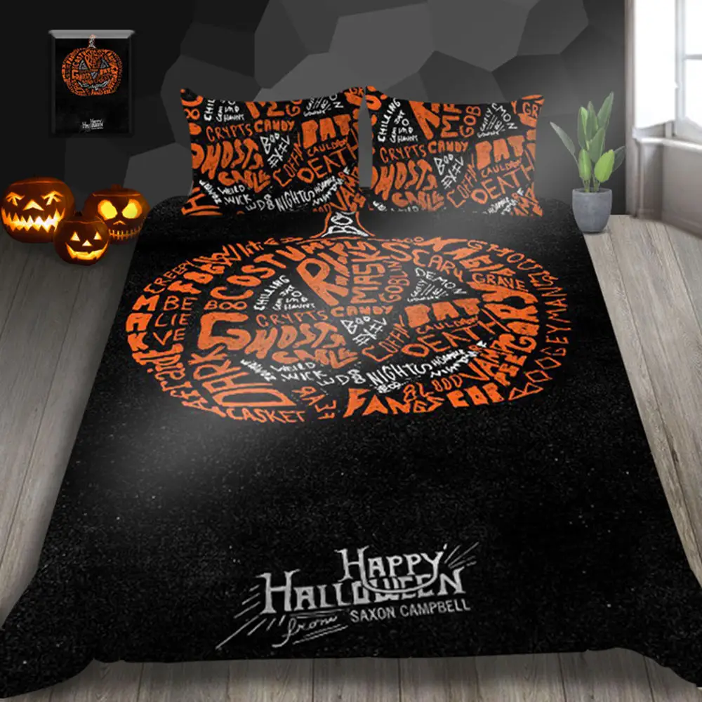 

Thumbedding Grey Bedding Sets Halloween Design 3D Duvet Cover Set Digital Printing Home Atmosphere Decoration Bed Set 3pcs
