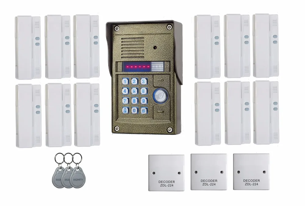 2016 новое поступление аудио дверной звонок Домофон для 12 пользователей квартира