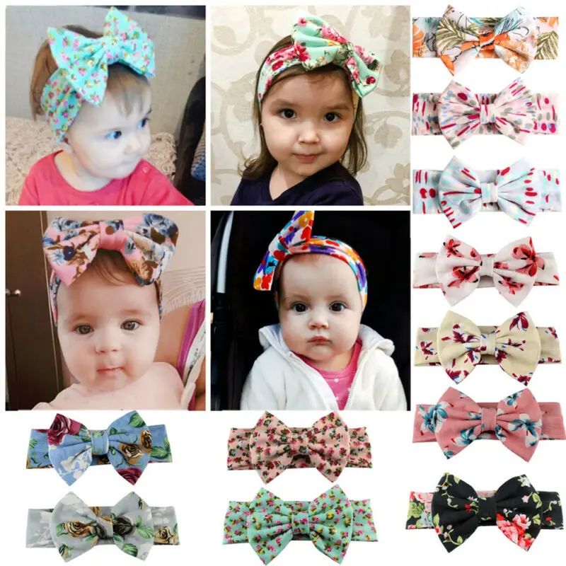 3Pcs New Baby Soft Bow Headband Turban Top Knot Newborn Girl Accessories Sweet Gifts Flower Stretch Princess | Детская одежда и