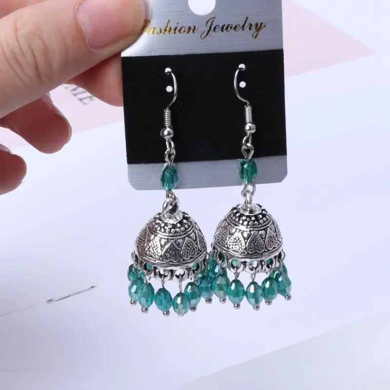 Ретро Индийский Болливуд Jhumka Jhumki хрустальные серьги Этническая Цыганская