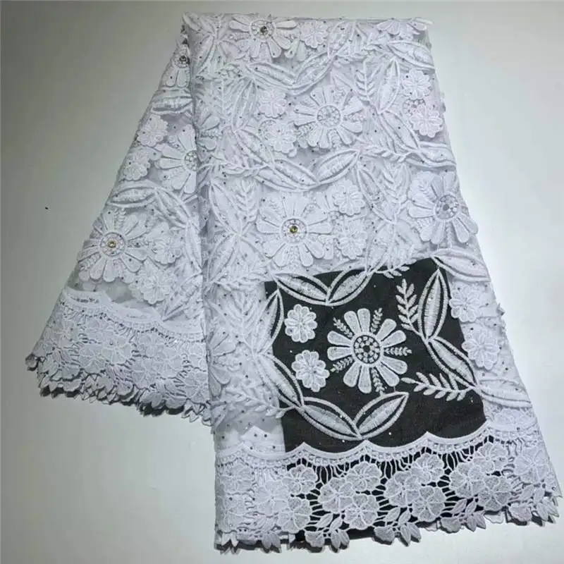 

High Quality African Lace Fabric Pure White French Net Embroidery Tulle Lace Fabric For Nigerian Wedding Party Dress! ZQF6215