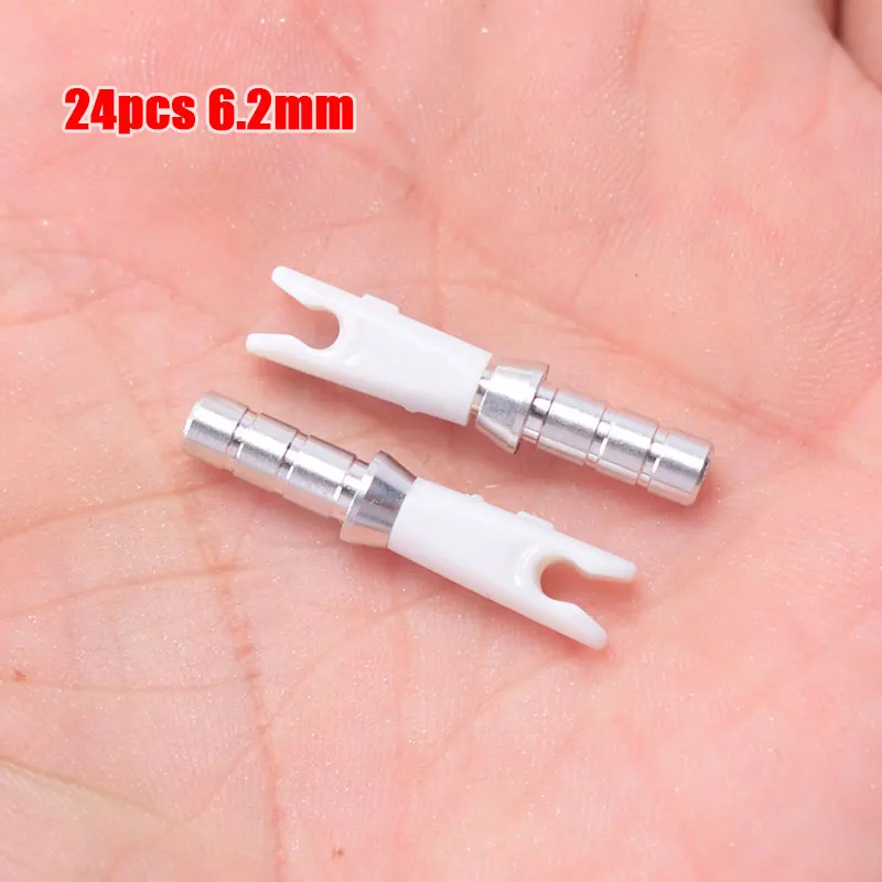 6.2White 24 шт., для охоты, стрельбы из лука, алюминиевая булавка для ID 4,2 мм, 6,2 мм, карбоновый вал для стрел, сделай сам+ болты для стрел, булавка, размер L, стрелка Nock - Цвет: 6.2White