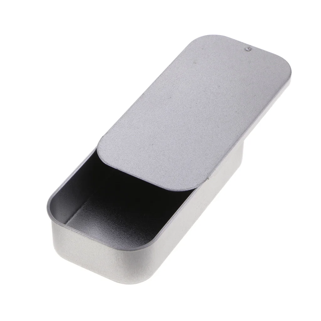 Пустые Серебристые прямоугольные металлические жестяные контейнеры с горкой