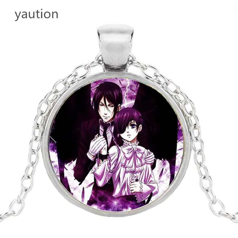 Черный Дворецкий стеклянный кабошон для кулона ожерелье Kuroshitsuji Ciel Phantomhive Sebastian