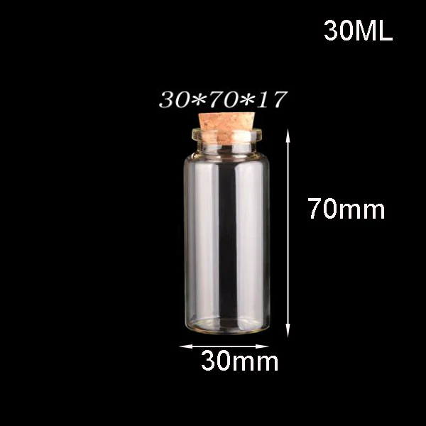 

10pcs 30*70mm Glass Bottles With Cork Wood Transparent Glass Bottle Jars Vials Clear Drift Bottle Storage Container Xmas gift