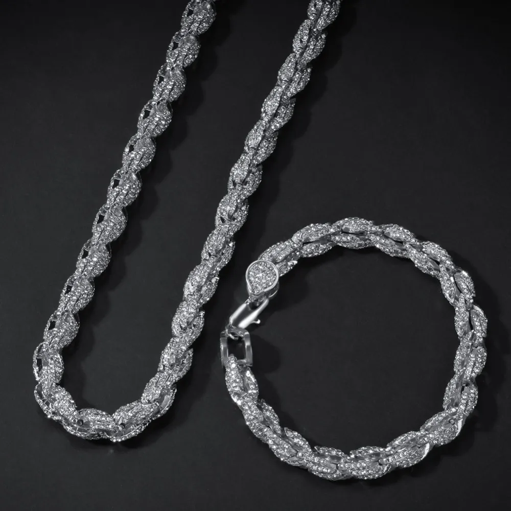 UWIN NE+BA 9mm Rope Chain Necklaces& Bracelets Full Iced Out Rhinestones Bling Biling 7/8/9inch Fashion Hiphop Jewelry
