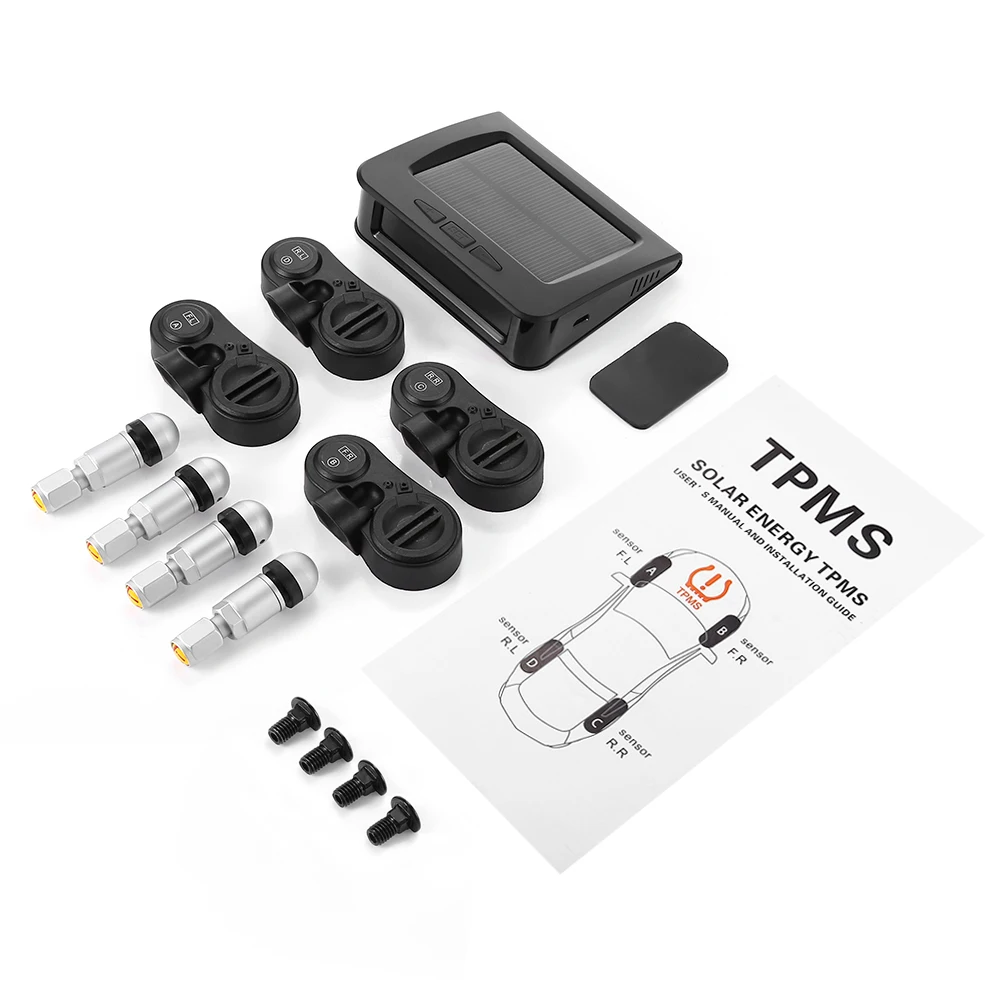 Автомобильная TPMS система контроля давления в шинах Солнечная энергия Голосовая