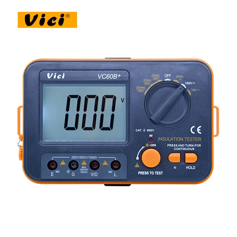 Vici-Medidor de resistencia VC60B +, Aislamiento digital, megohmmetro, ohmmetro, voltímetro, DVM, 1000V, 2G, w/retroiluminación LCD